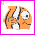 fish shape baby,funny children silicon swim hats,free sample cute animal style silicone swim cap
